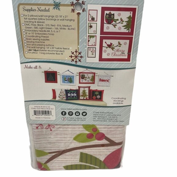 Needle Creations Chilly Owl or Cardinal Embroidery Pillow Wall Hanging Panel Kit - Picture 3 of 3